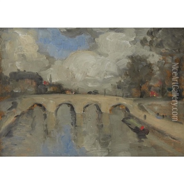 Bridge Gray Effect (seine, Paris) Oil Painting - Robert Henri