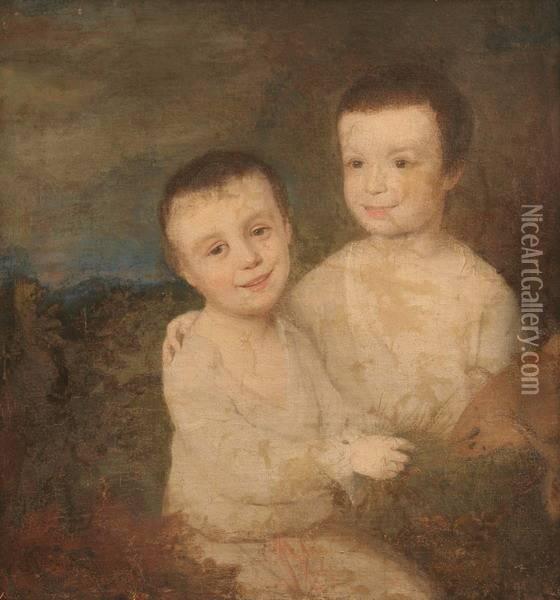 Two Children In White Oil Painting - Thomas Gainsborough
