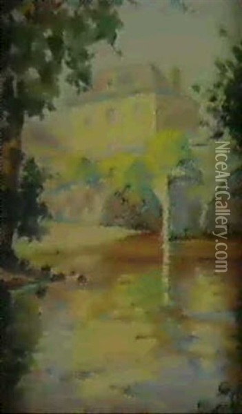 Maison De Bourg Pres Du Pont A Saint Jean De Cole (dordogne) Oil Painting - Jacques Bille