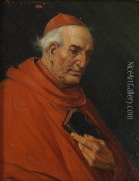 Roter Kardinal Mit Buch Oil Painting - Alois Heinrich Priechenfried