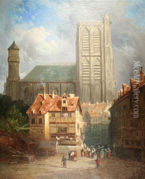 Cathedral In France Oil Painting - Alexandre Defaux