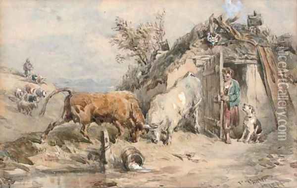 A rustic confrontation Oil Painting - John Frederick Tayler