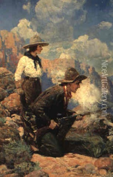 The Ambush Oil Painting - Frank Tenney Johnson