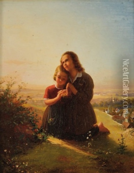 Jeunes Enfant Priant Dans Un Paysage Oil Painting - Johann Georg Meyer von Bremen