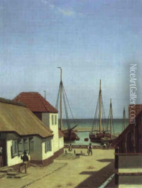 Havnen I Dragor Oil Painting - Christoffer Wilhelm Eckersberg