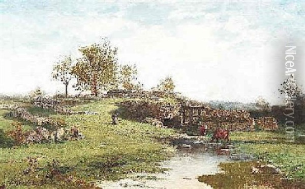 Die Schleuse Von Optevoz In Barbizon Oil Painting - Jean Philippe George-Julliard