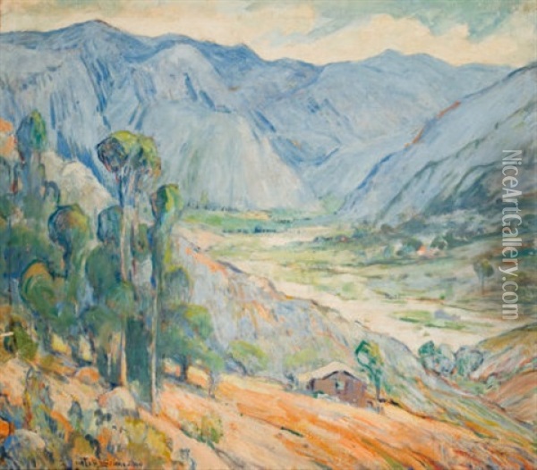 Mountain Valley With House Oil Painting - Otto Henry Schneider