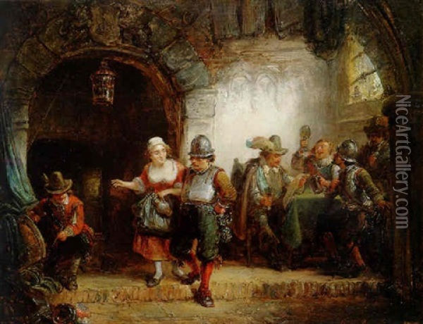 The Flirtation Oil Painting - Henricus Engelbertus Reijntjens