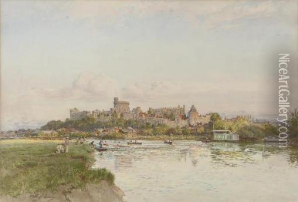 Evening Light Over Windsor Castle Oil Painting - Frederick B. Kerr