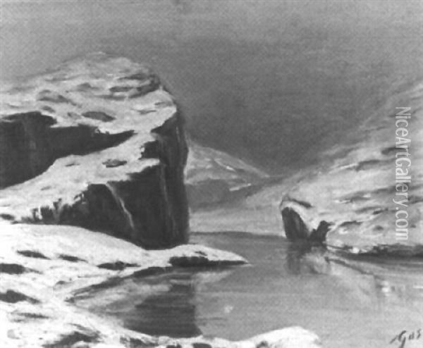 Schneebedeckte Felsenlandschaft Mit Zugefrorenem See Oil Painting - Albert Henri John Gos