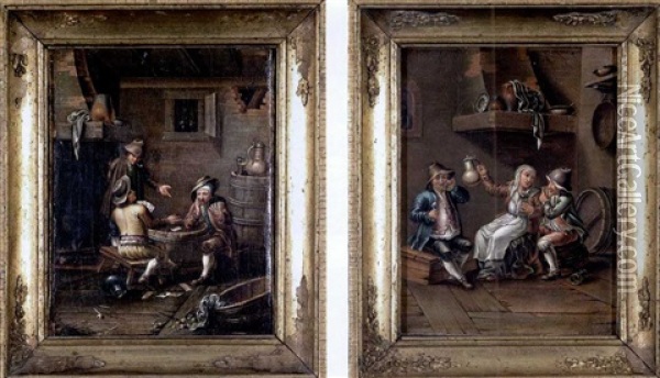 Drei Manner Im Wirtshaus Beim Kartenspiel Oil Painting - Hendrick Van Der Burgh