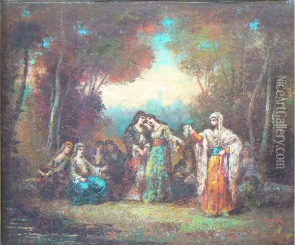 Sultan Et Son Harem Oil Painting - Frederic Borgella