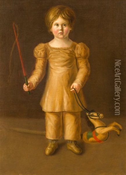 Bildnis Eines Knaben Mit Steckenpferd Oil Painting - Johann Caspar Weidenmann