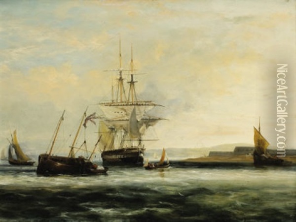 Off The South Coast Oil Painting - George William Crawford Chambers