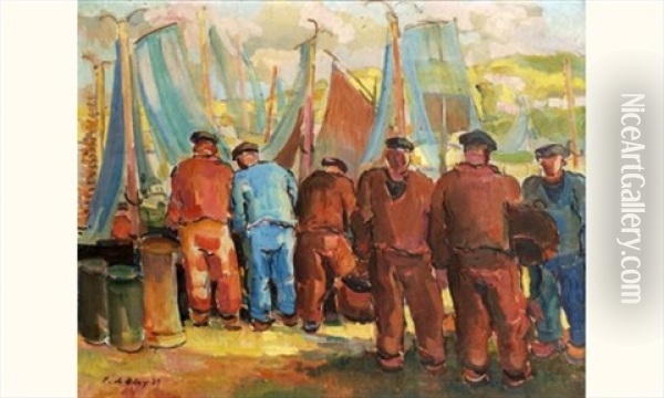 Marins A Douarnenez Oil Painting - Pierre De Belay