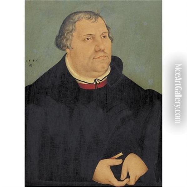 Portrait Of Martin Luther (in Collab. W/workshop) Oil Painting - Lucas Cranach the Younger