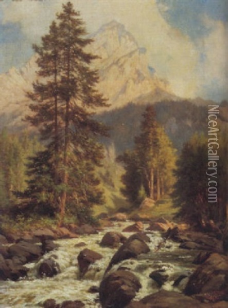 Landschaft Oil Painting - Johann-Joseph Geisser