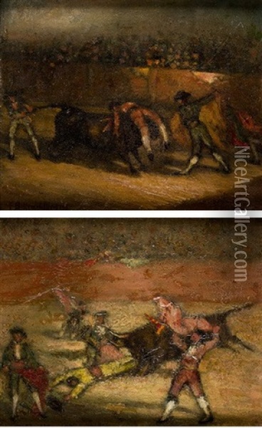 La Corrida Y La Cogida Oil Painting - Federico Beltran Masses