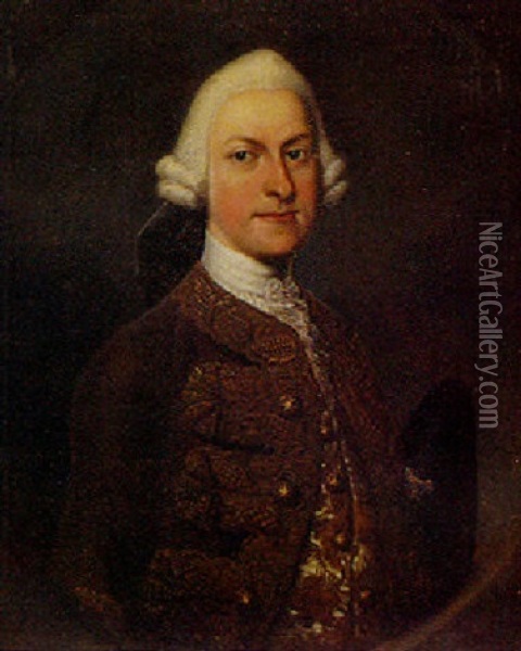 Portrait Of Luke Spence, A Tricorn Under His Left Arm Oil Painting - Petrus Johannes van Reysschoot