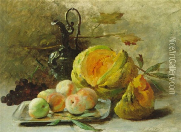 Stilleben Mit Apfeln Und Melone Oil Painting - Frans Mortelmans