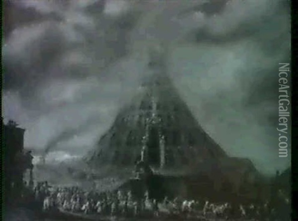 King Nimrod Before The Tower Of Babel Oil Painting - Louis de Caullery