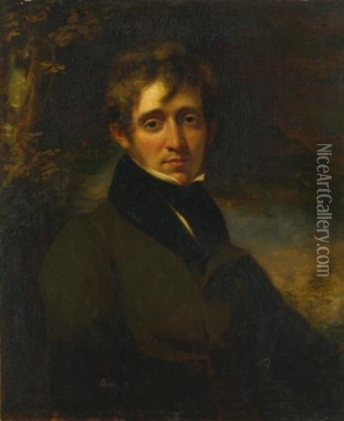 Portrait Of A Man, Said To Be The Poet Thomas Moore Oil Painting - John Opie