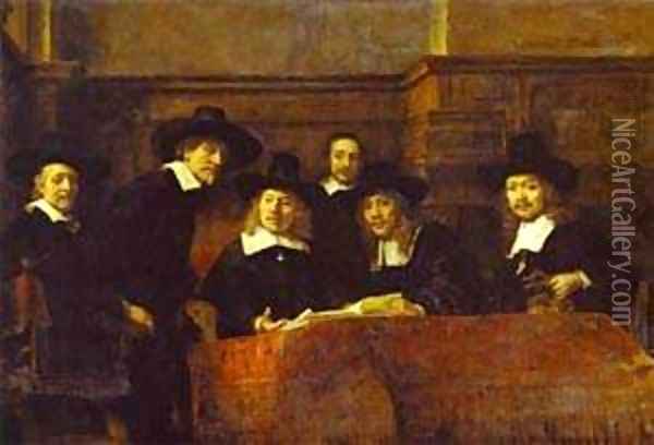 The Syndics Of The Clothmakers Guild (The Staalmeesters) 1662 Oil Painting - Harmenszoon van Rijn Rembrandt