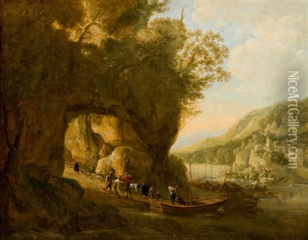 Italienische Flusslandschaft Oil Painting - Adam Pynacker