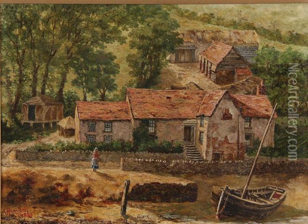 Cornish Village Oil Painting - Anne Lucy Hunnibell