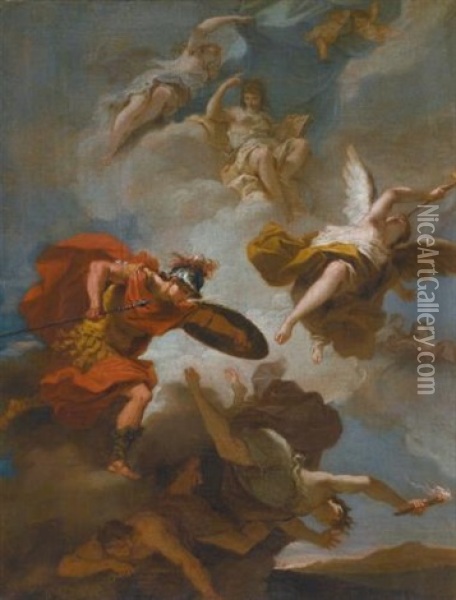 Allegory Of Virtue Triumphing Over Vice Oil Painting - Filippo Pedrini