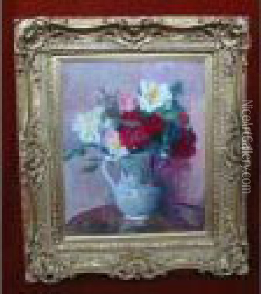 Bouquet De Fleur Dans Le Pichet Enporcelaine Oil Painting - Paule Gobillard