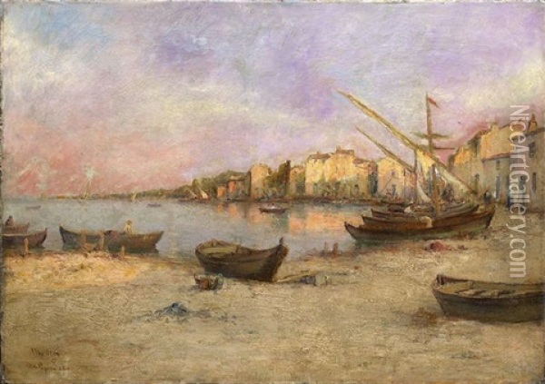 Martigues. Ansicht Des Hafens Im Abendlicht Oil Painting - Henri Malfroy-Savigny