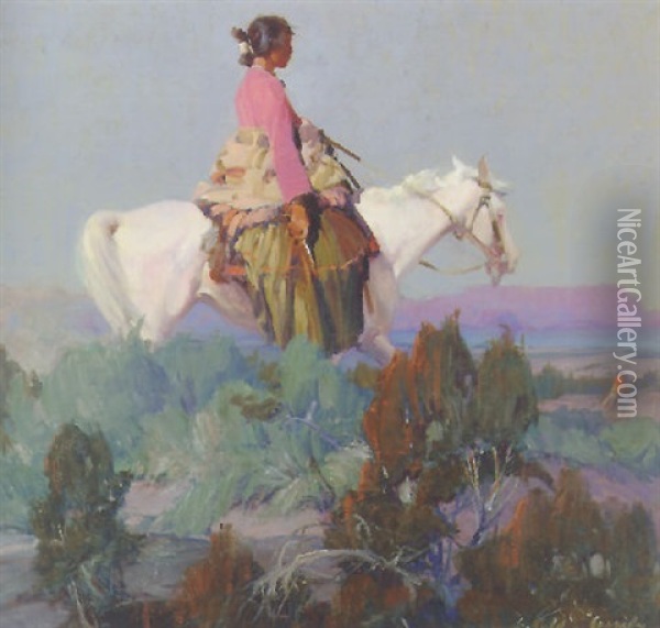 Shepherdess Of The Hills Oil Painting - Gerald Cassidy