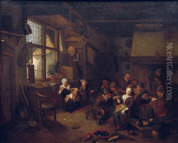 Tavern Interior Oil Painting - Richard Brakenburg