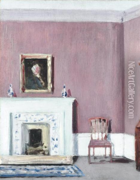 An Edinburgh Interior Oil Painting - Francis Campbell Boileau Cadell