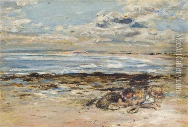 Children On A Beach Oil Painting - William McTaggart