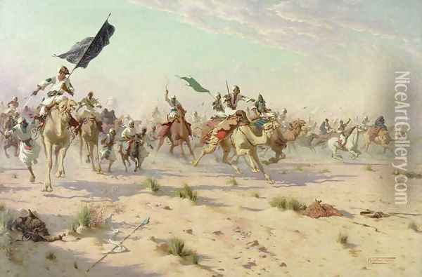 The Flight of the Khalifa after his Defeat at the Battle of Omdurman Oil Painting - Robert George Talbot Kelly