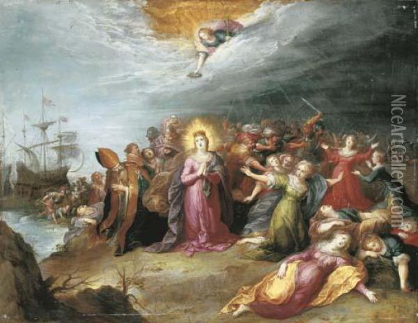 The Martyrdom Of Saint Ursula Oil Painting - Frans II Francken