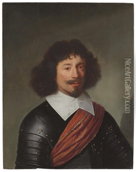 Portrait Of An Officer In Armor, With A Red Sash Oil Painting - Jacob Gerritsz Cuyp