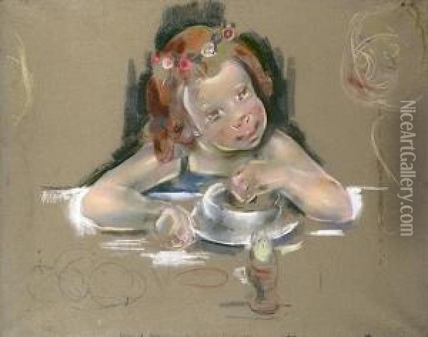 Portrait De Petite Fille Oil Painting - Maria Blanchard