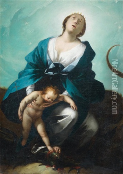 The Madonna Of The Apocalypse With Child Oil Painting - Giovanni Stefano Danedi