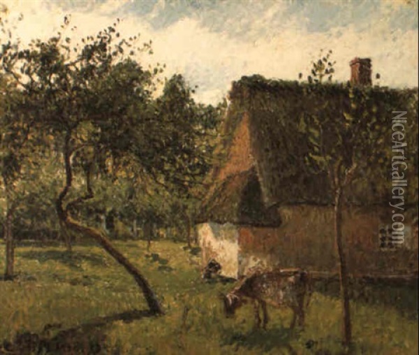 Un Clos A Varengeville Oil Painting - Camille Pissarro