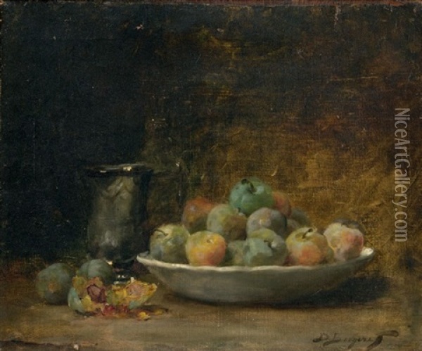 Nature Morte Aux Prunes Oil Painting - Denis Pierre Bergeret