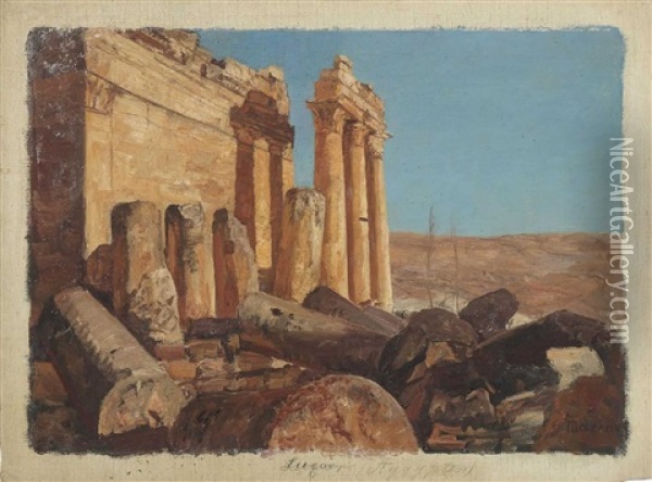 Tempelruinen In Luxor Oil Painting - Georg Macco