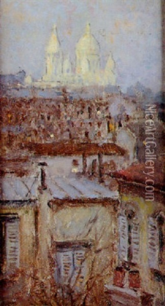 Les Toits De Montmartre Et Le Sacre-coeur Oil Painting - Emilio Boggio