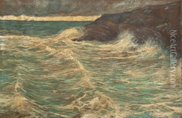 Crashing Waves Oil Painting - Alexandre Altmann