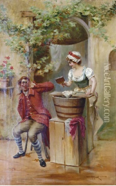 Laundry Day Oil Painting - Albert Joseph Penot