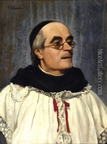 Ritratto Di Padre Mattioli Scolopio Oil Painting - Alphons Hollaender
