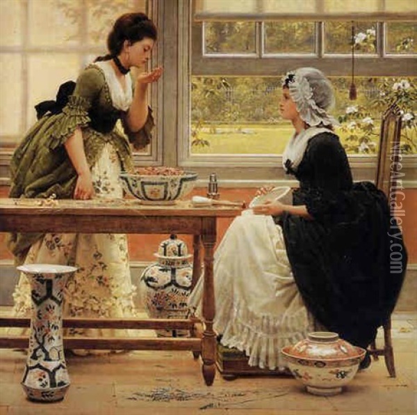 Pot-pourri Oil Painting - George Dunlop Leslie