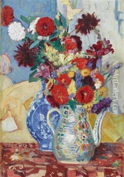 Bouquets De Fleurs Oil Painting - Charles L'Eplattenier